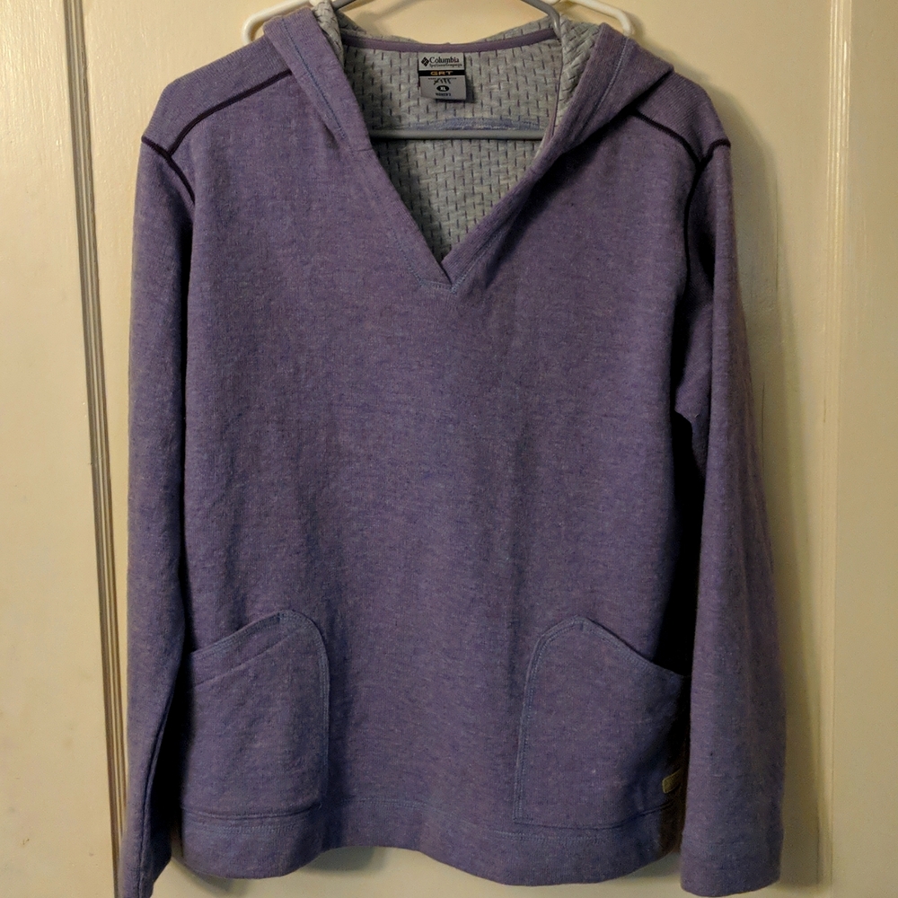 Columbia GRT lavender hoodie sweater/ jacket/ sweatshirt. Wool blend XL